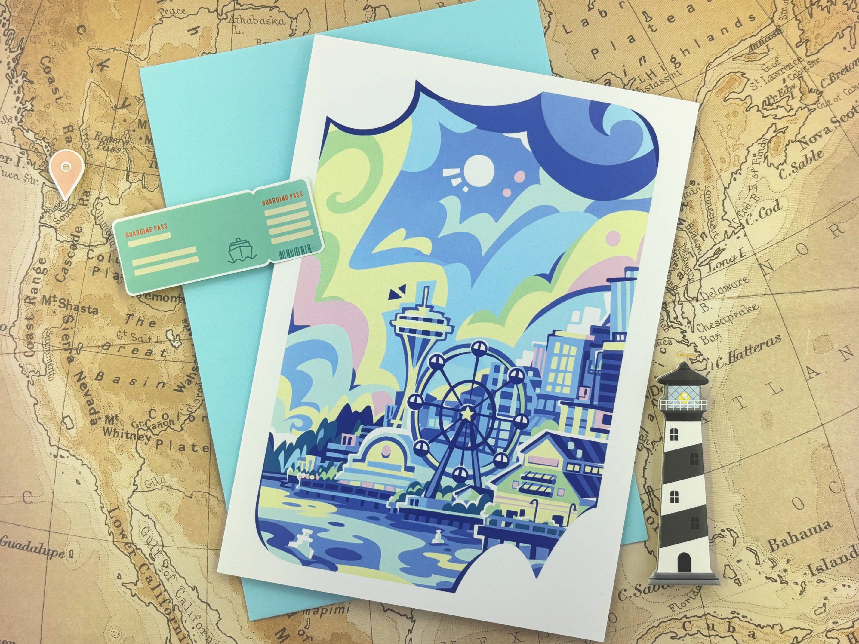 Seattle Skyline with Space Needle Travel Greeting Card