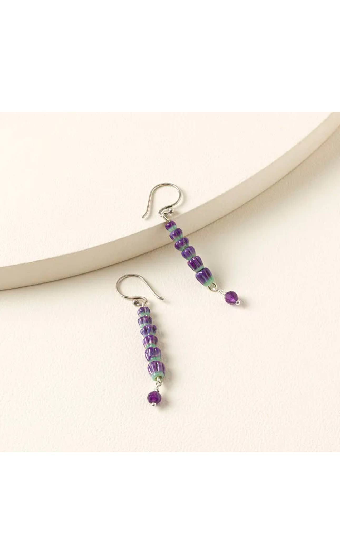 Lavender Glass Bead Earrrings
