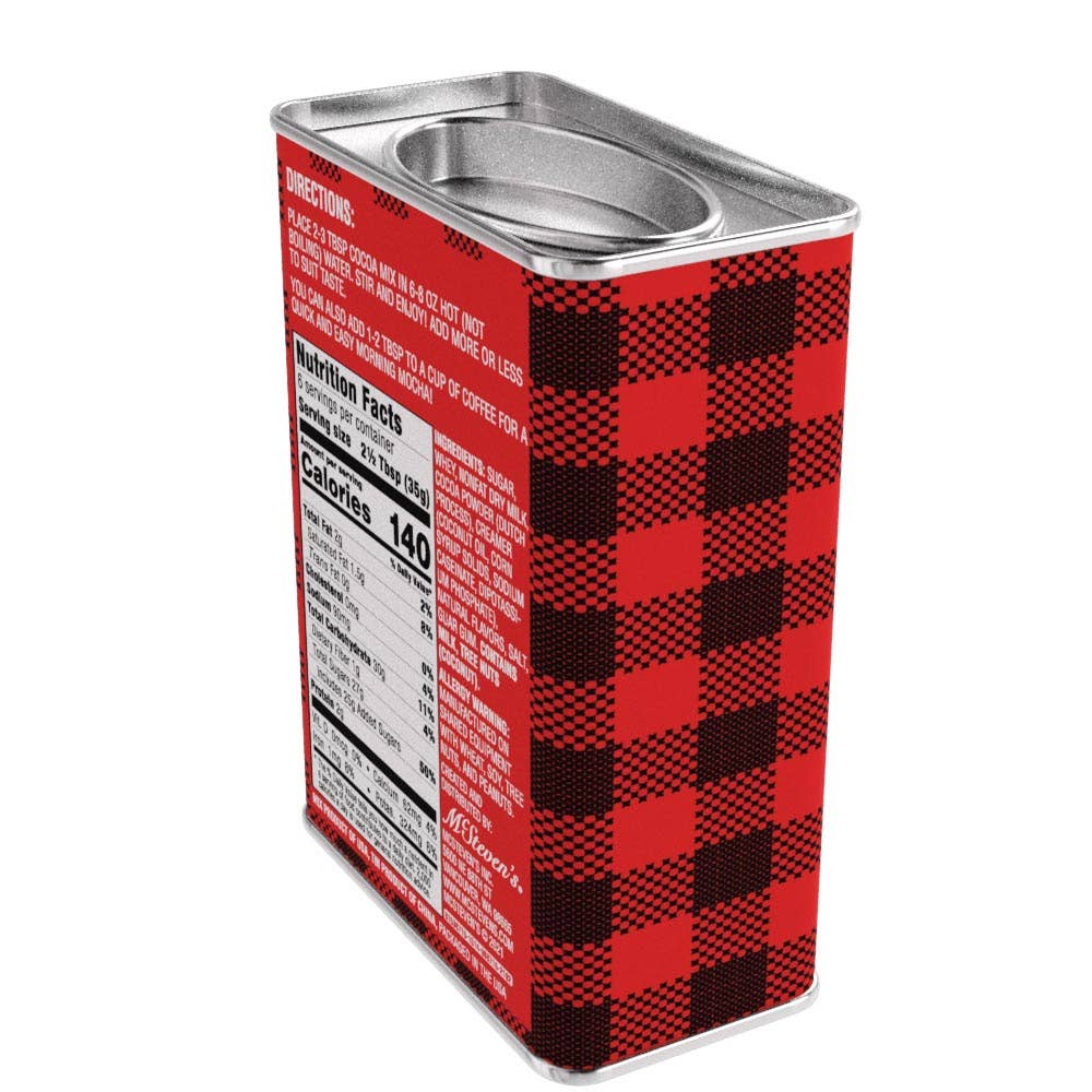 Season's Greetings Red Plaid Chocolate Hot Cocoa (8oz Tins)
