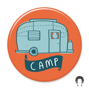 Camper Caravan Round Magnet