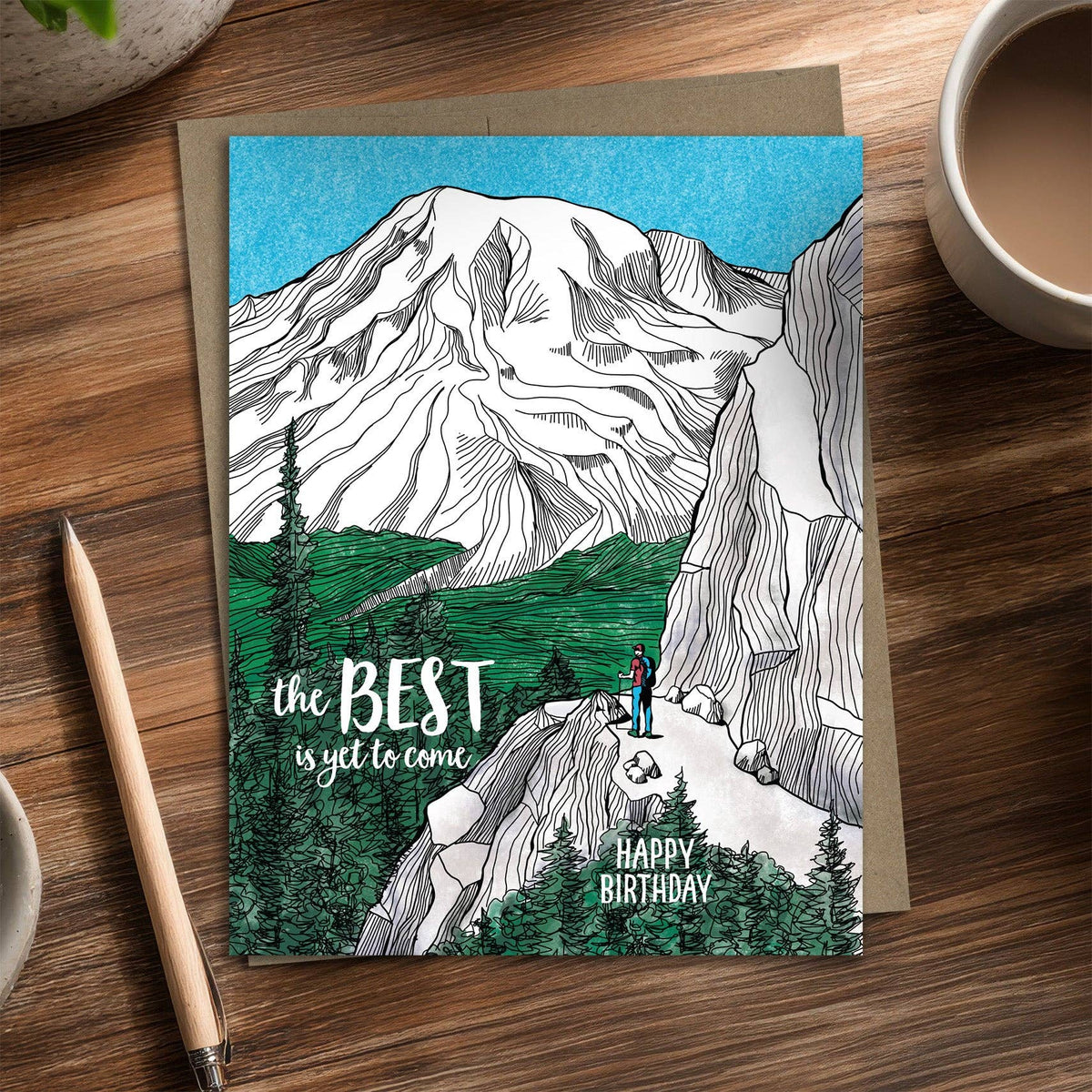 Best is Yet to Come - Recycled Birthday Card for Hikers