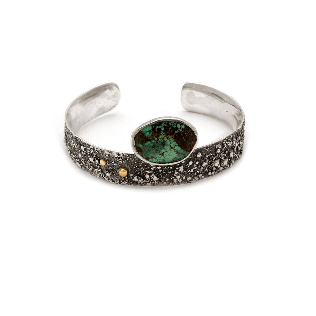 Reticulated cuff with stone: Turquoise / M