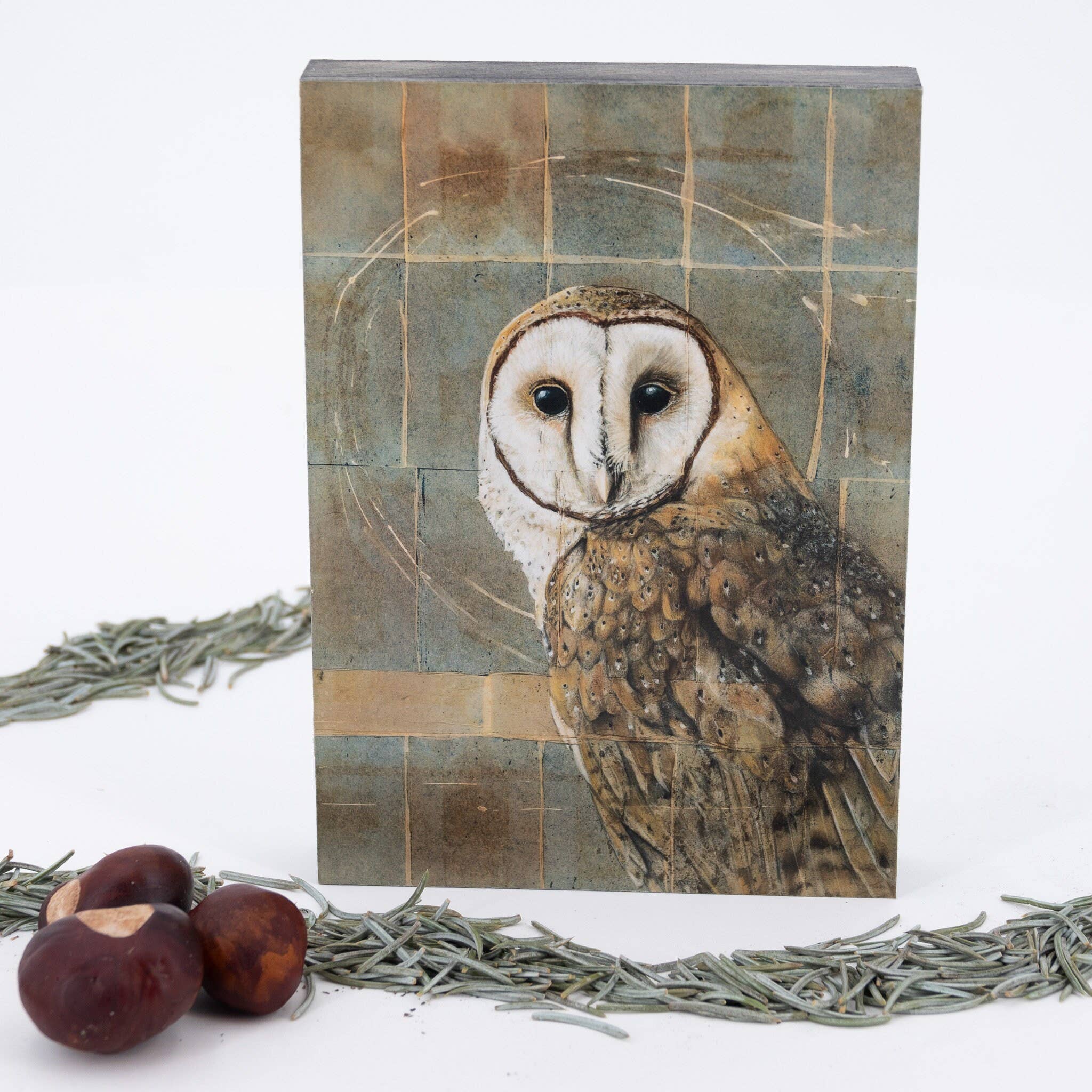 Barn Owl Wood Panel Giclée Print