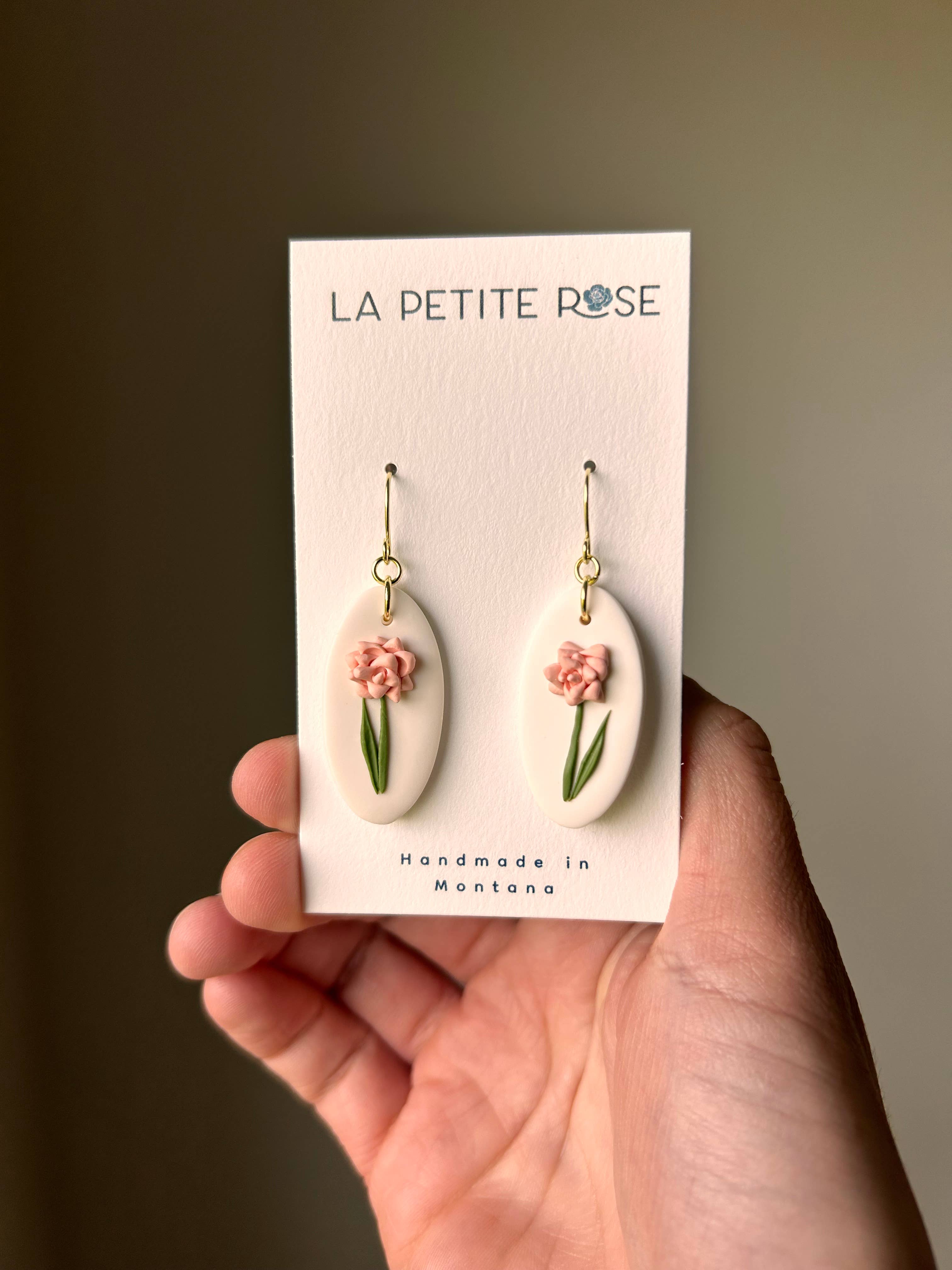 Pink Flower Earrings, Floral Dangles, Montana Made