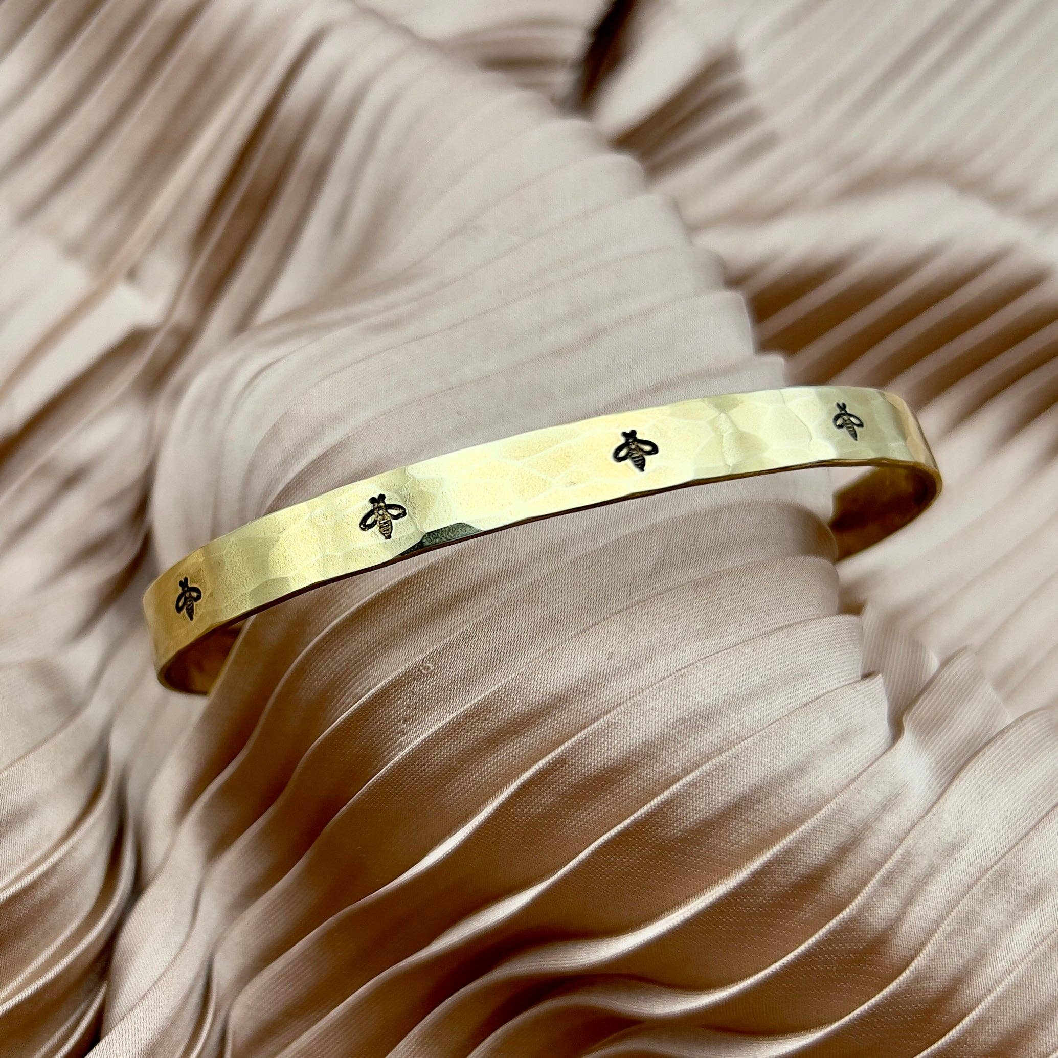 Handmade Honeybee Cuff: Gold