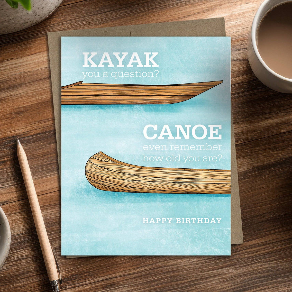 Kayak Canoe - Recycled Birthday Card for Paddlers