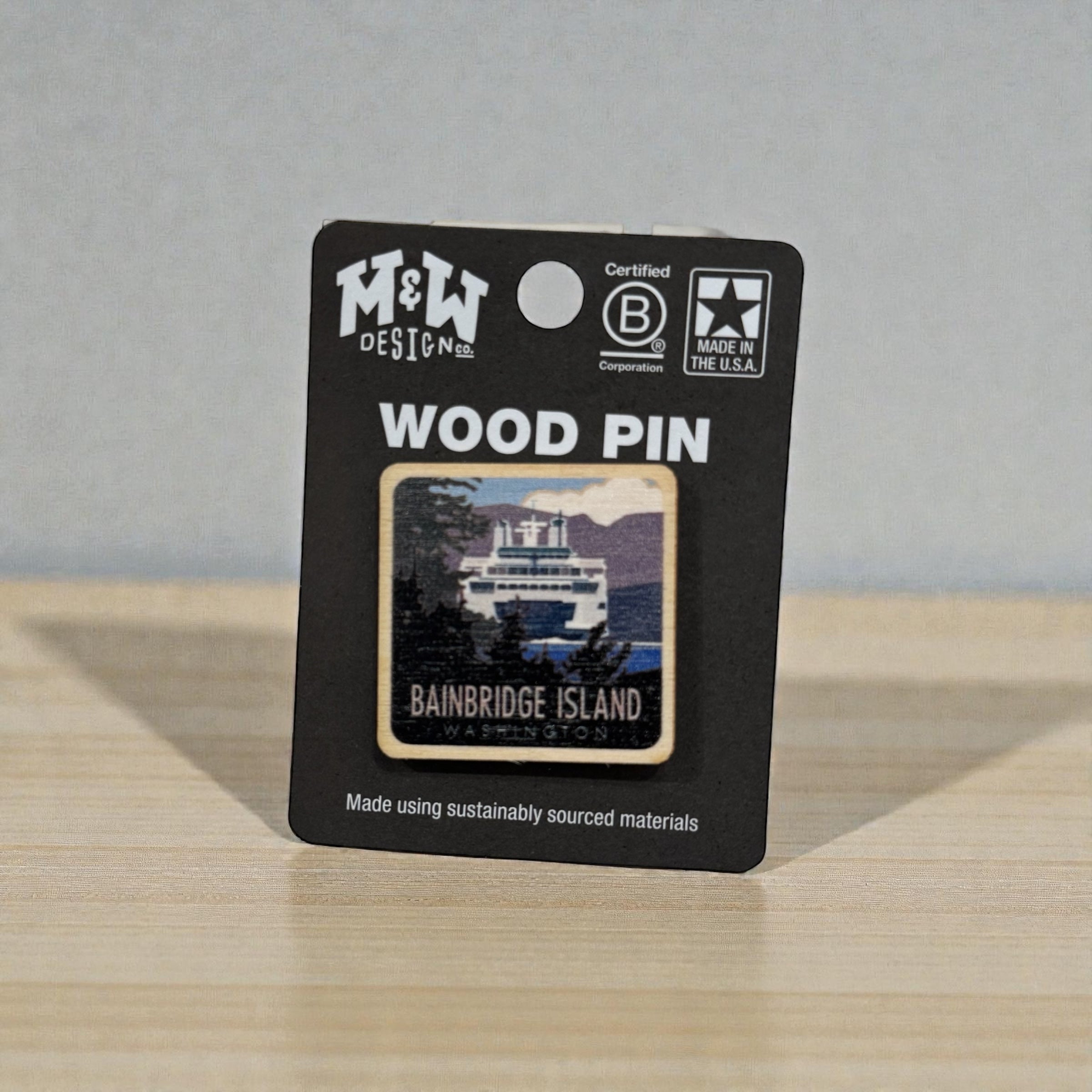 Bainbridge Island Ferry Full Color Wood Pin