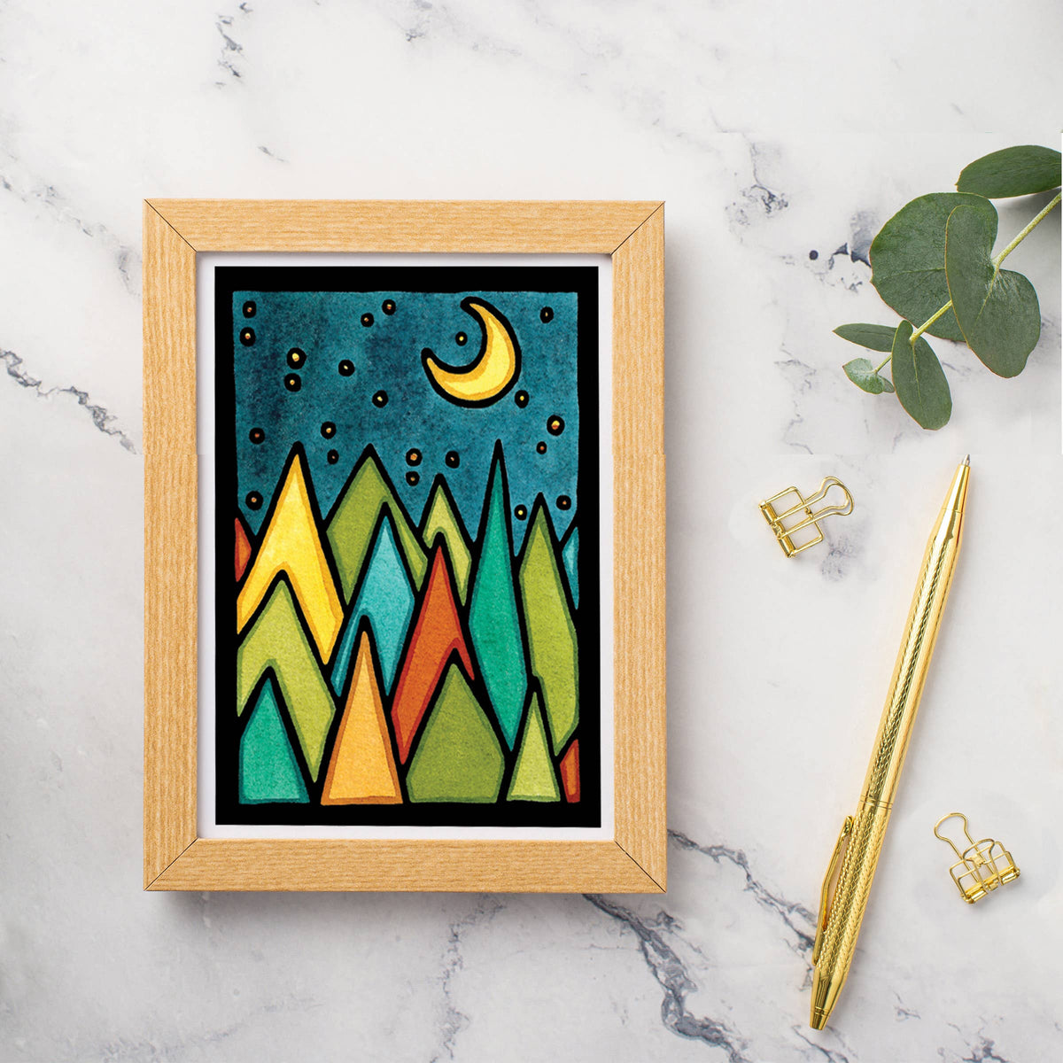 Greeting Card Moonlit Forest