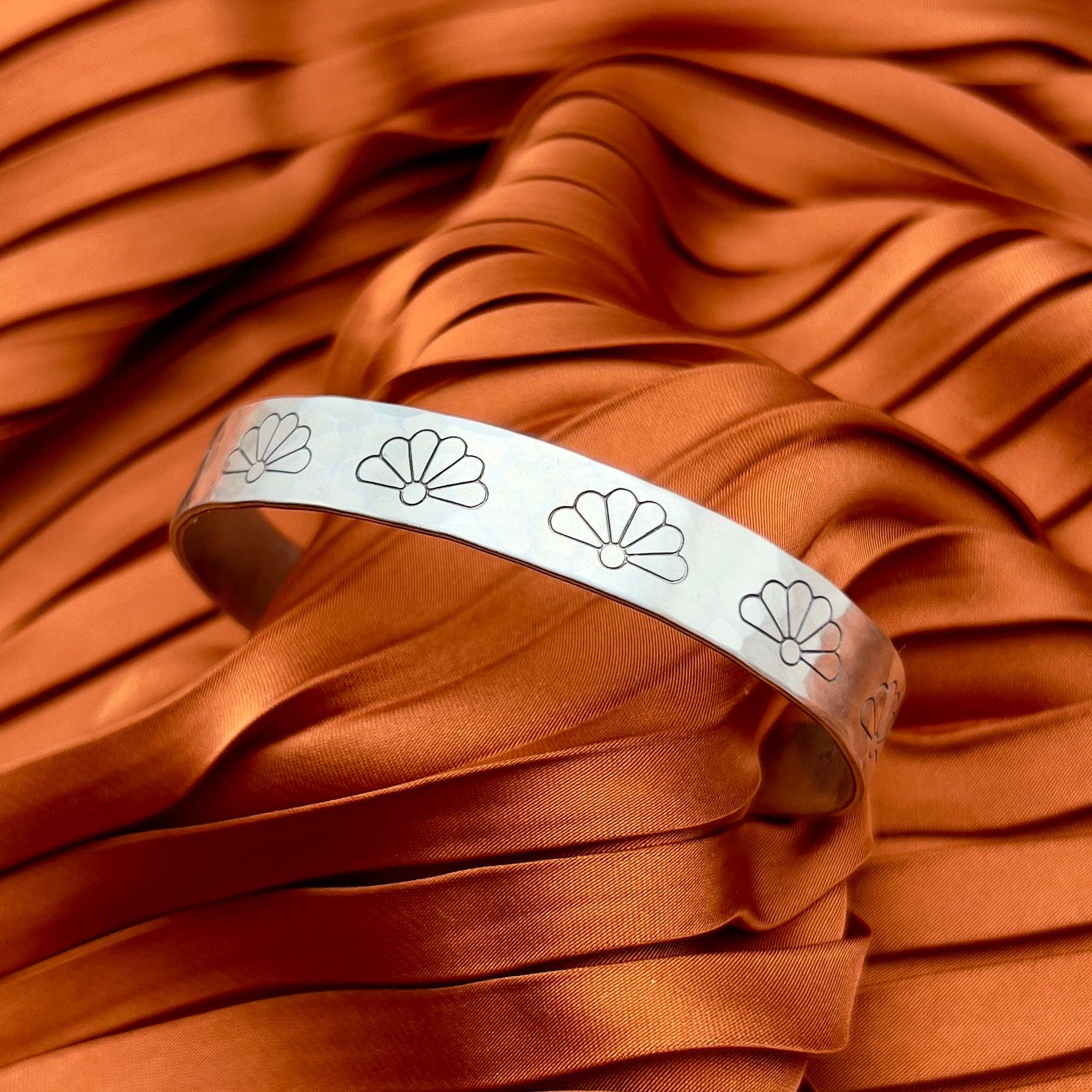 Handmade Flora Cuff: Silver Finish