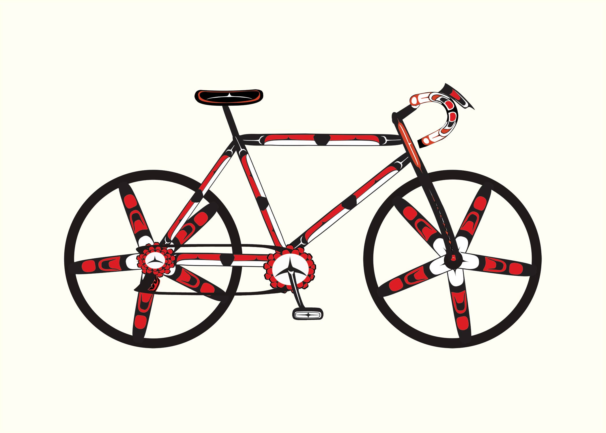 PNW Native American Bicycle 5"x7" Letterpress Print