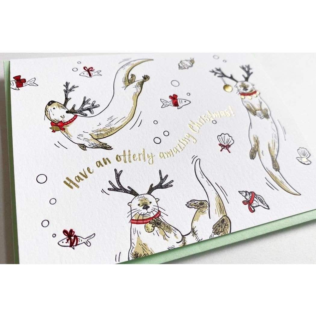 Holiday Otters Card: Single Card