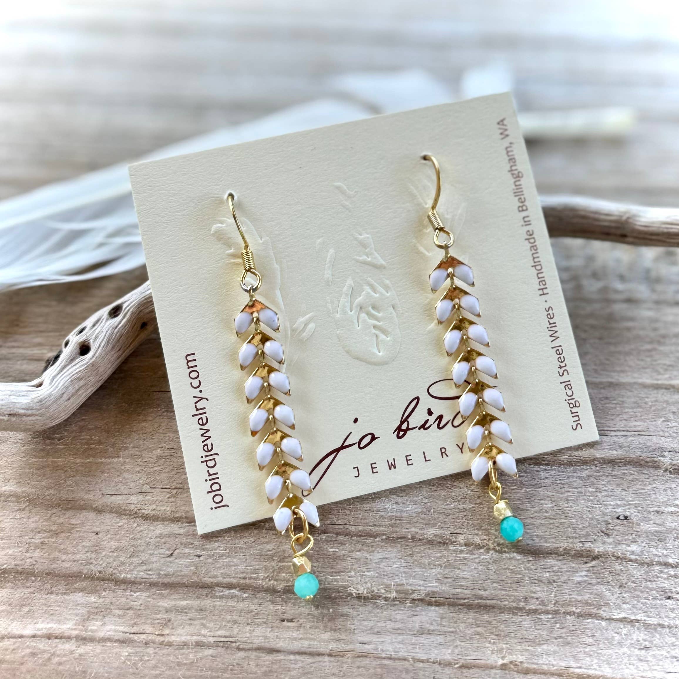 Feather Duster Earrings - Colorful Enamel: White