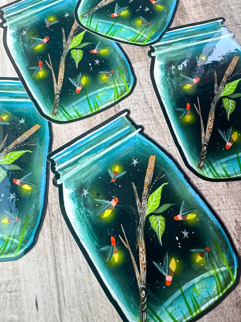 Firefly Jar sticker with holographic accents