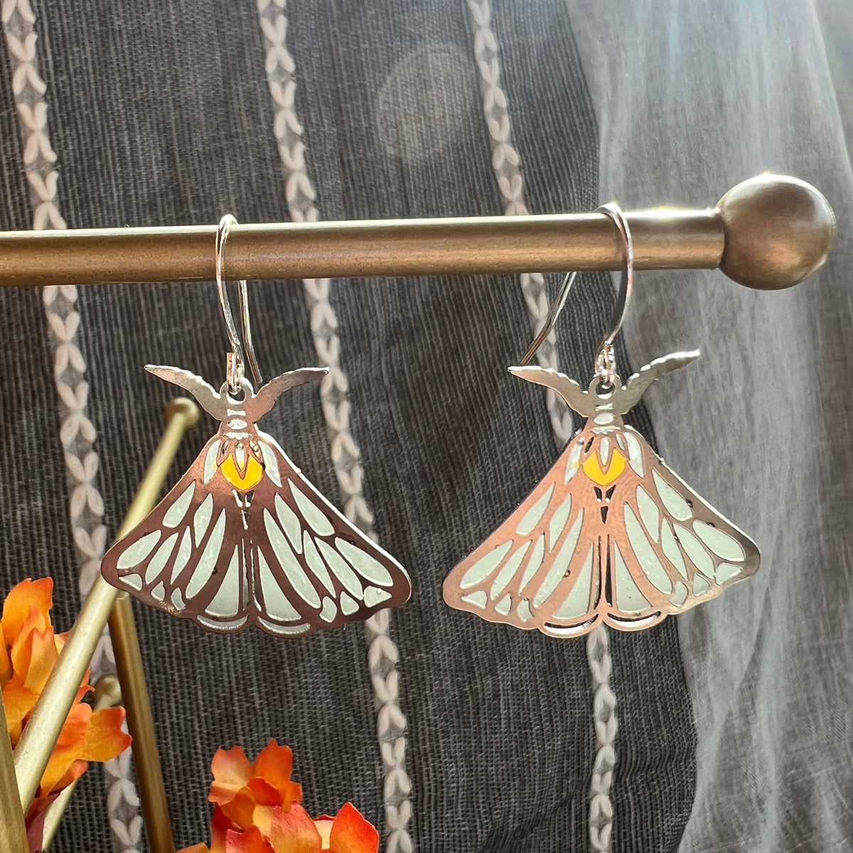 Luna Moth // stained glass resin earrings