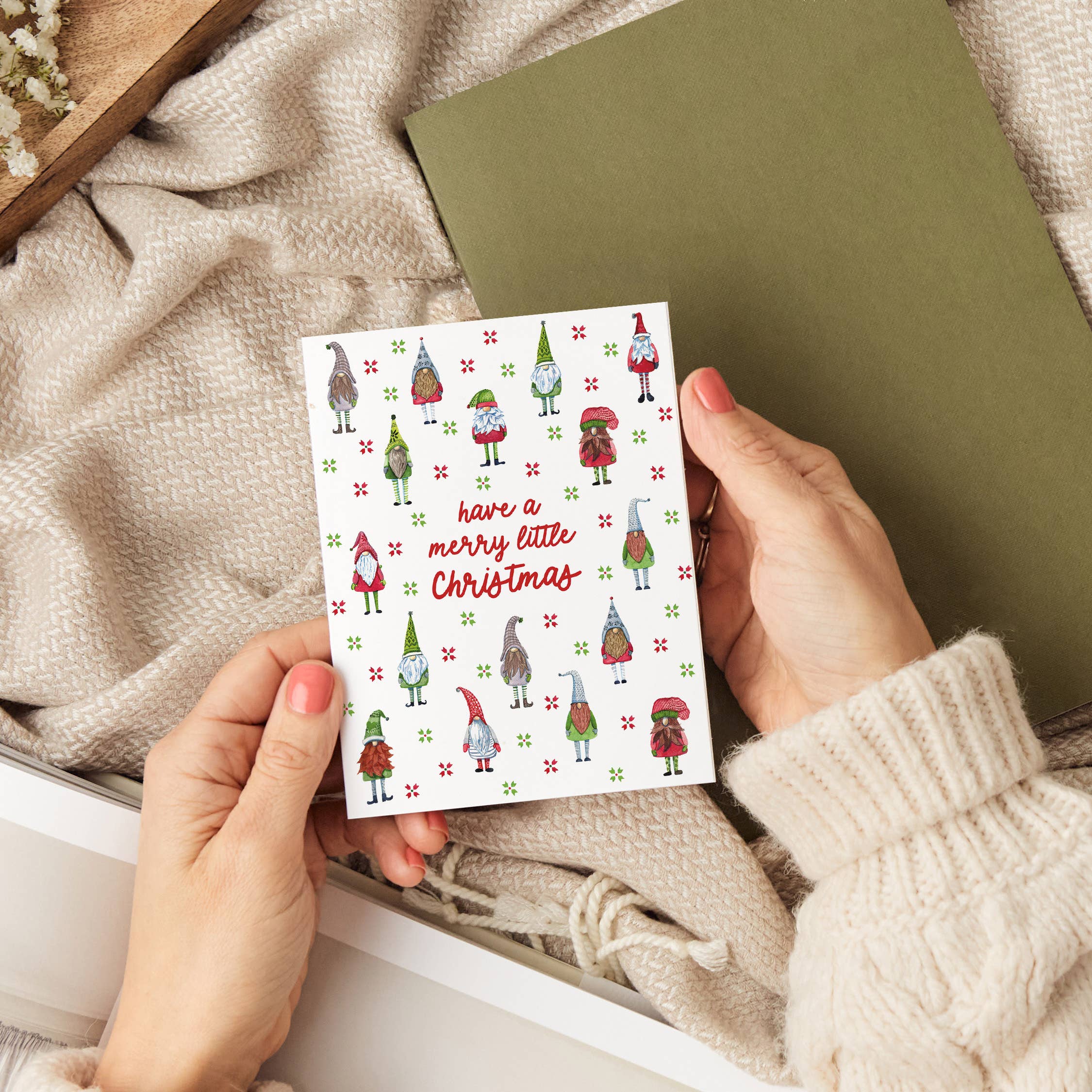 Gnome Christmas Card | Cute Holiday Merry Christmas Card: Single Card
