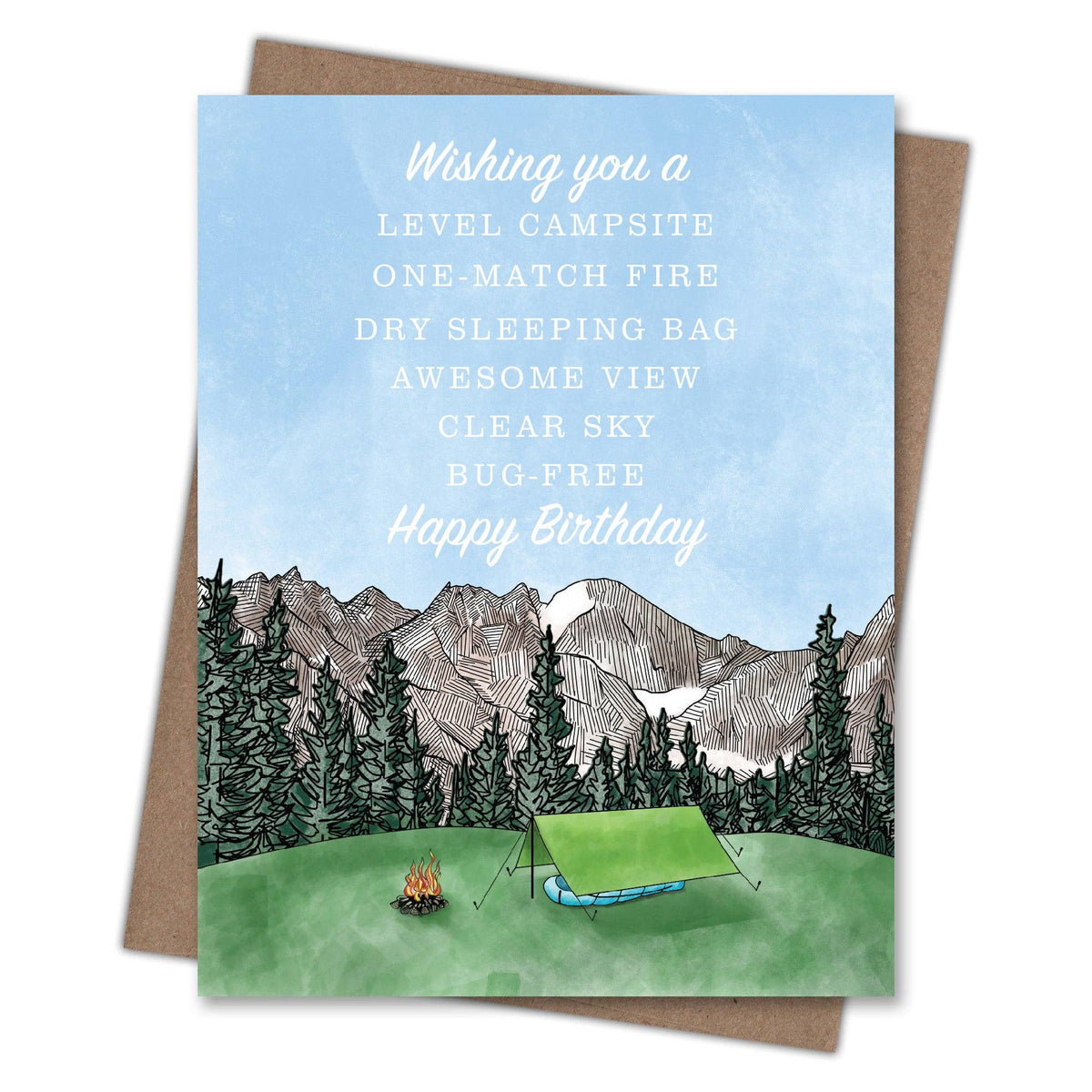 Camping Wish - Recycled Birthday Card for Outdoor Adventurers