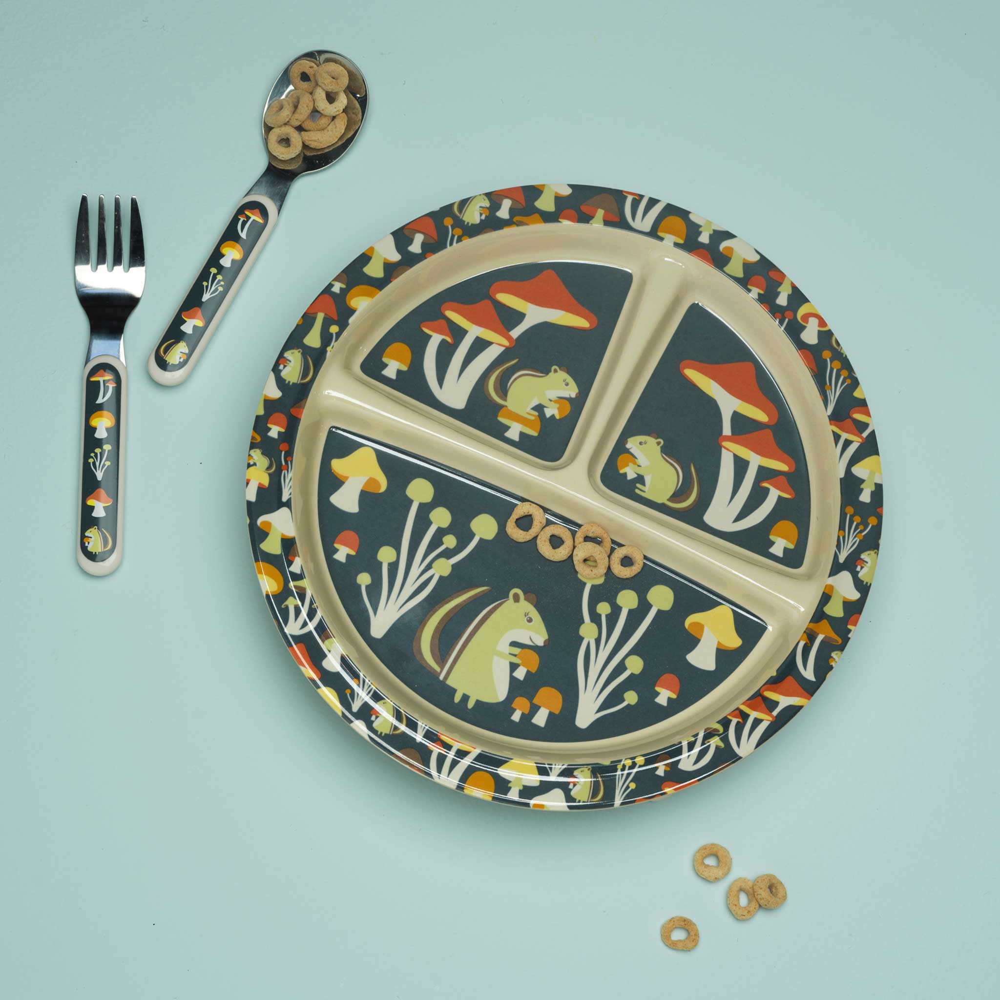 Divided Suction Plate | Mostly Mushrooms