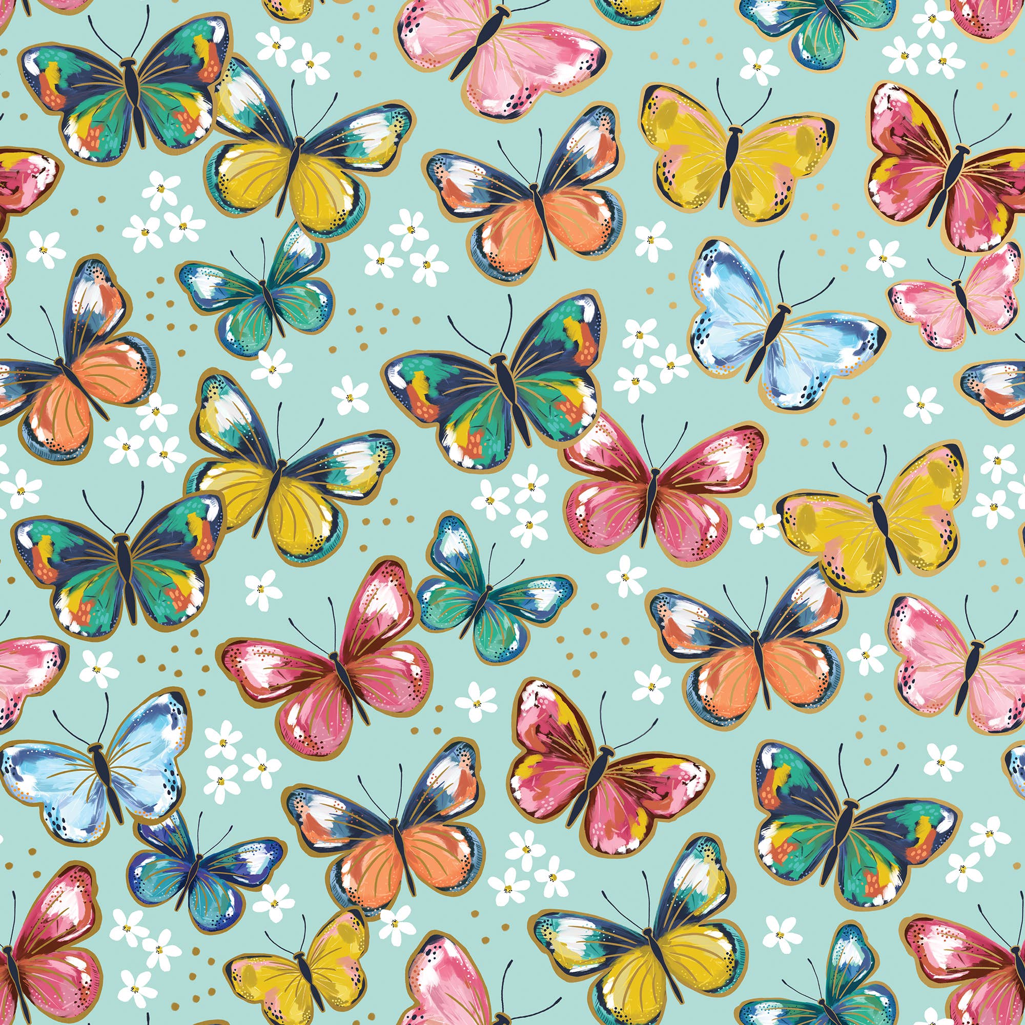 Colorful Butterflies - Wrap - Rolls: 5' X 30"
