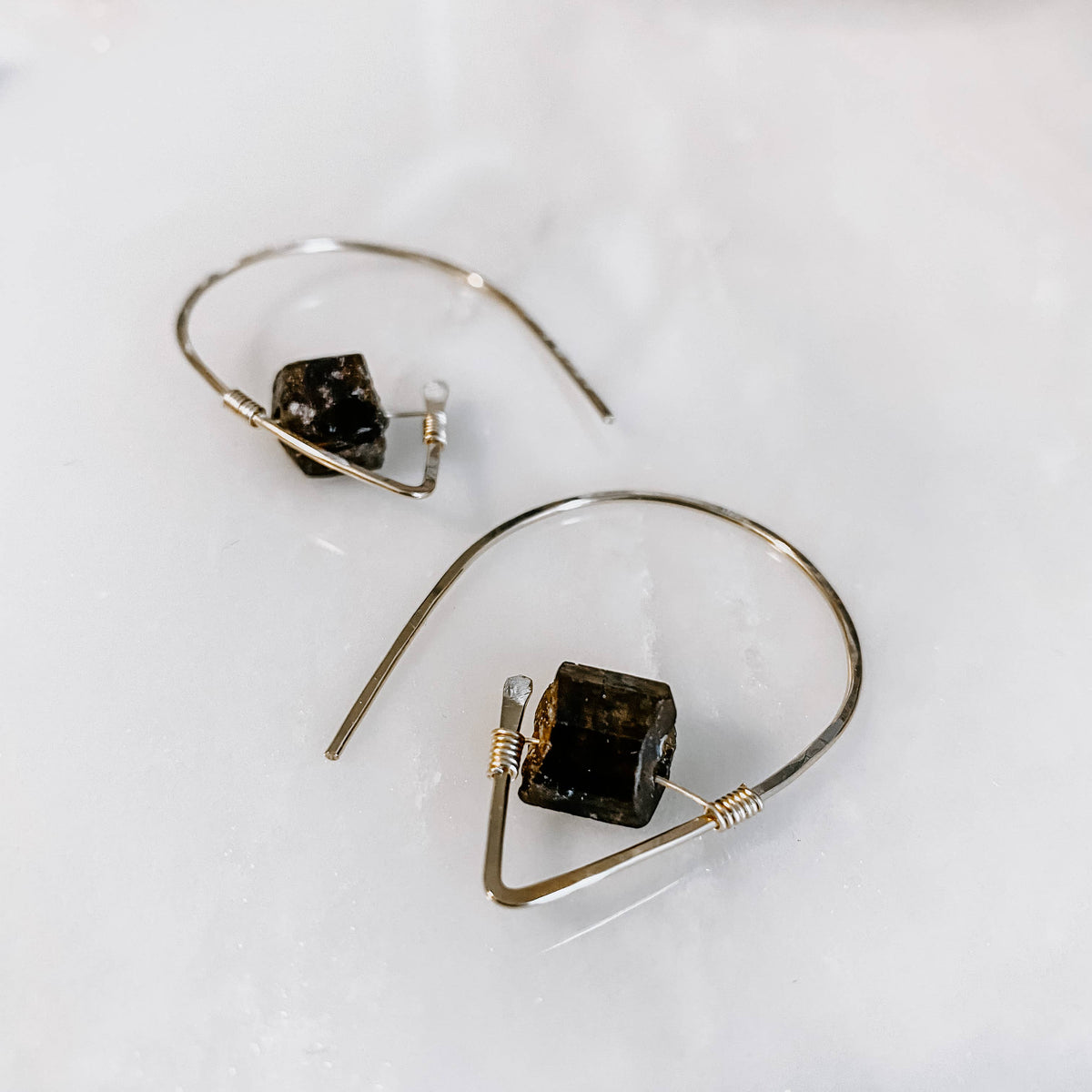 Tourmaline Threader Earrings: 14k Gold Fill