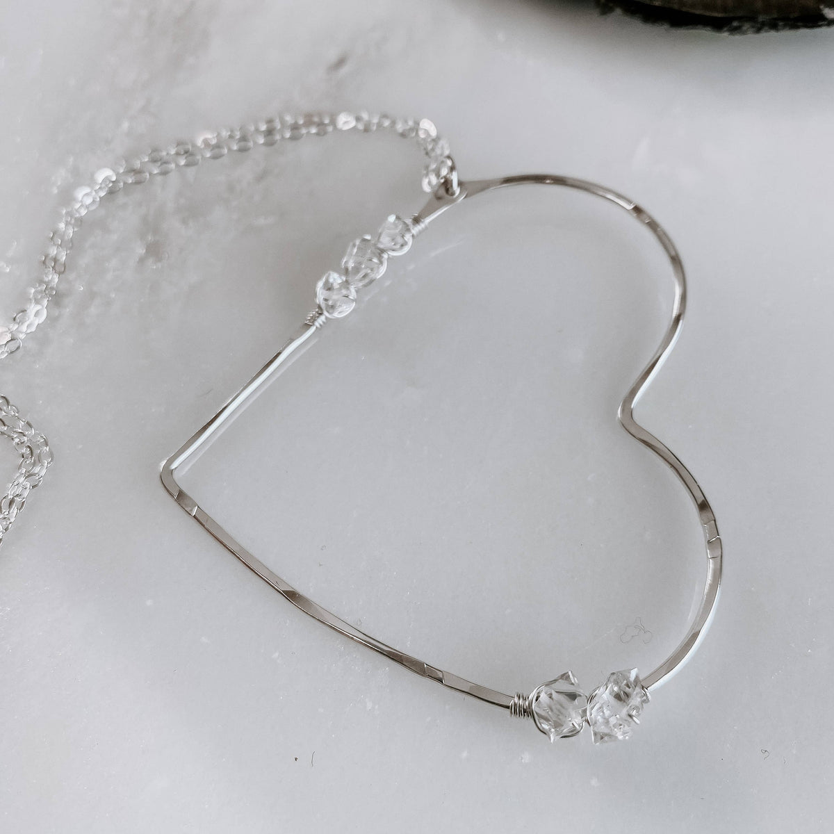 Herkimer Diamond Heart Necklace: 14k Gold Fill