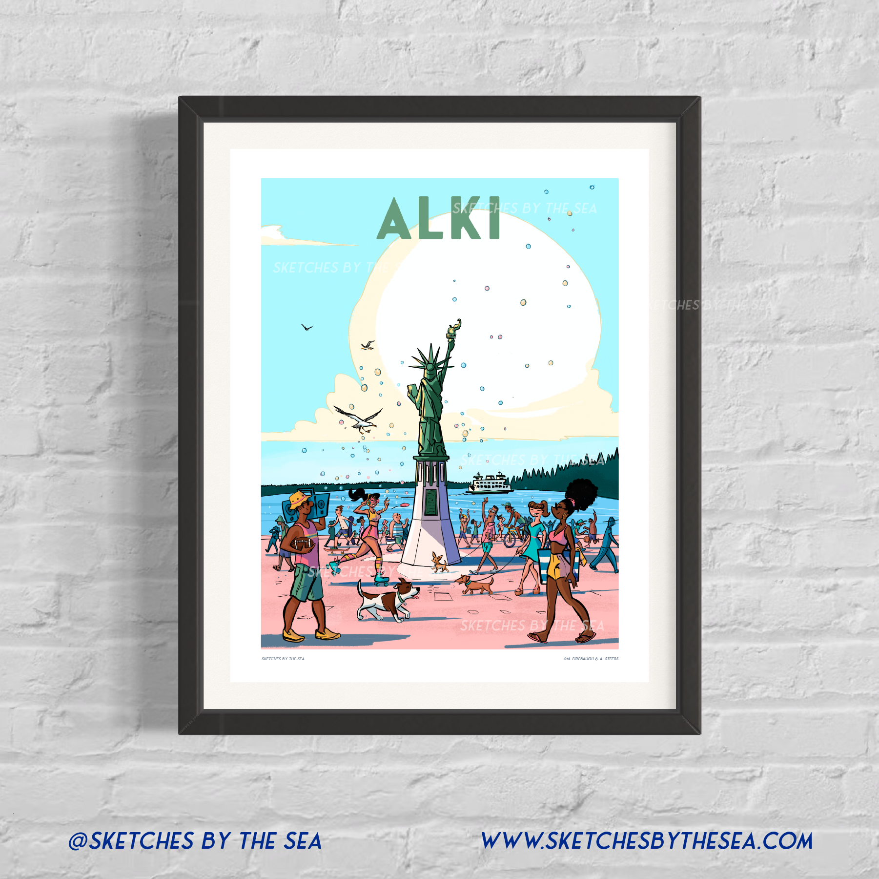 Alki, West Seattle Travel Poster Retro Inspired