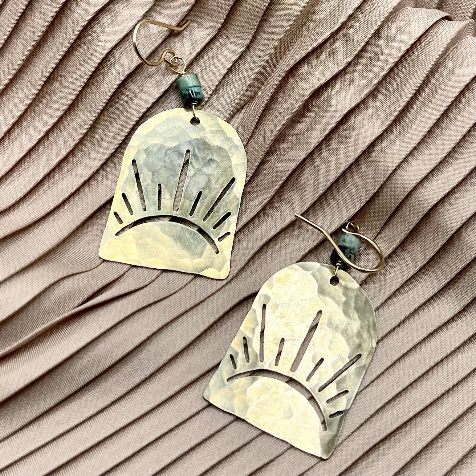 Sunshine Earrings with African Turquoise