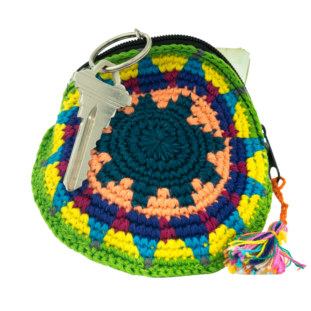 Moon Crochet Hacky Sack Knit Multicolor Handmade Coin Purse