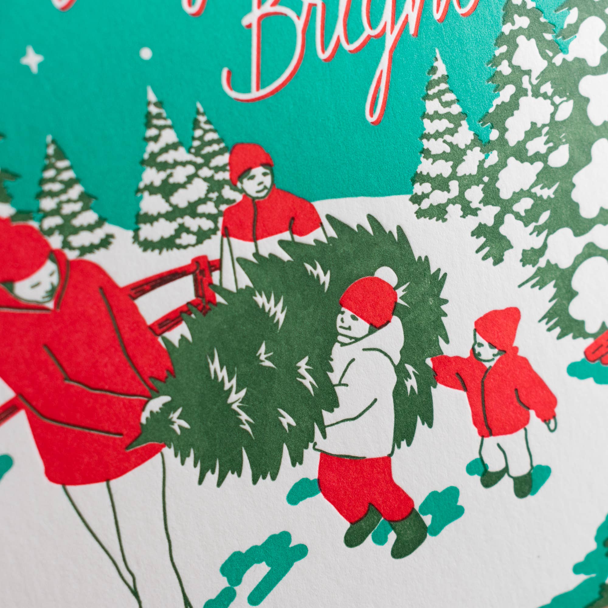 Vintage Christmas Tree Family Card: Single Card