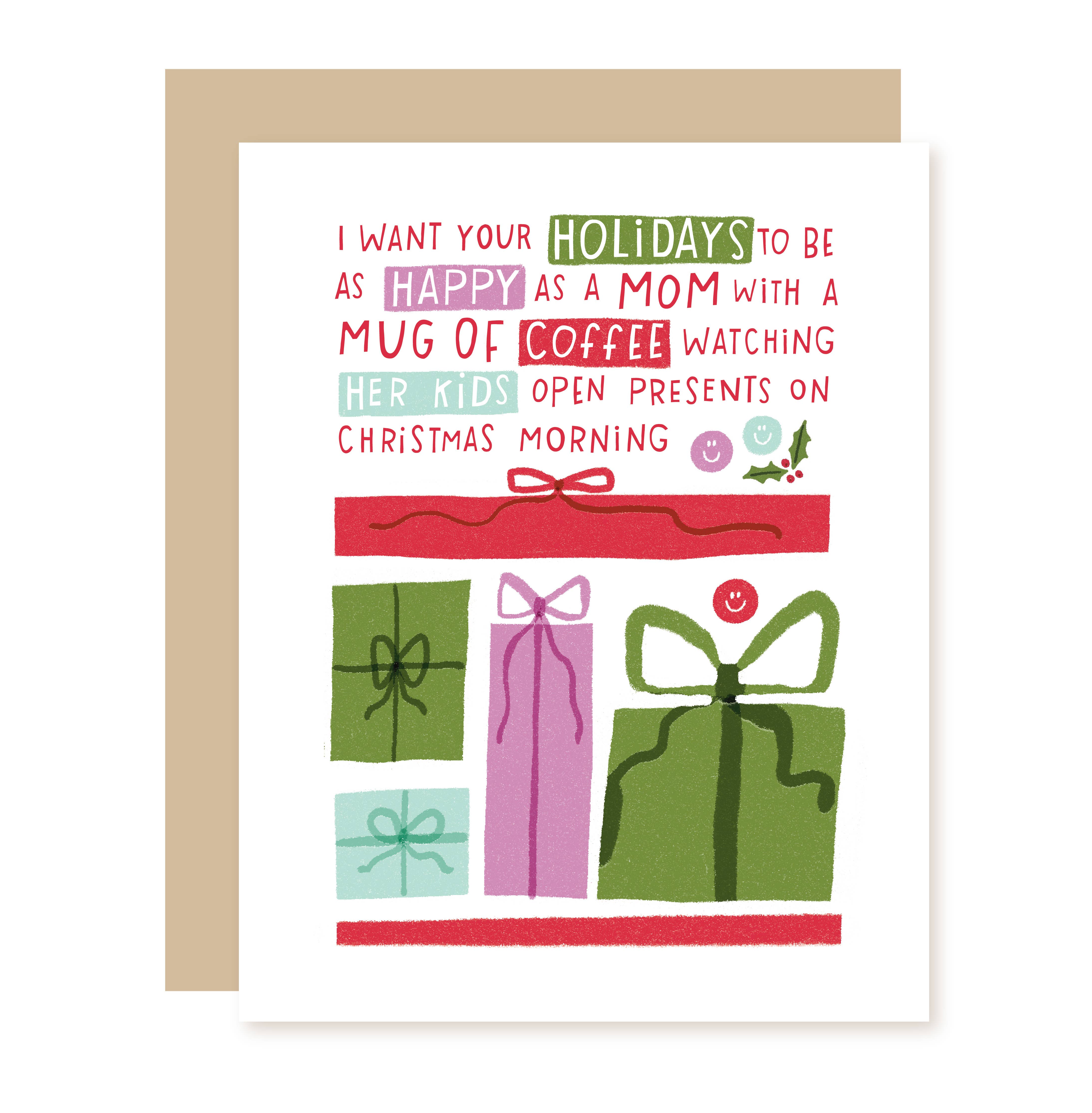 Mom On Christmas Morning Holiday Card