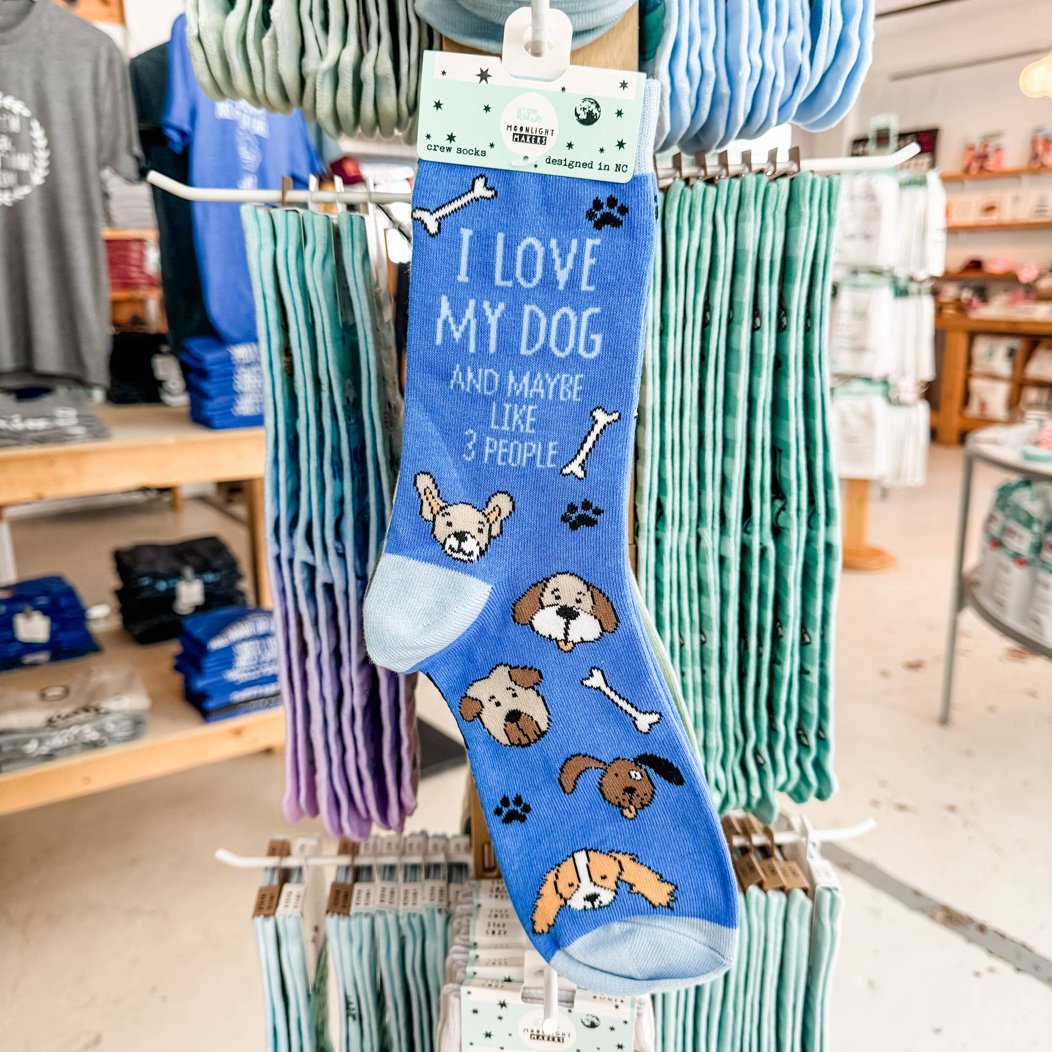 I Love My Dog & Maybe 3 People - Funny Unisex Socks