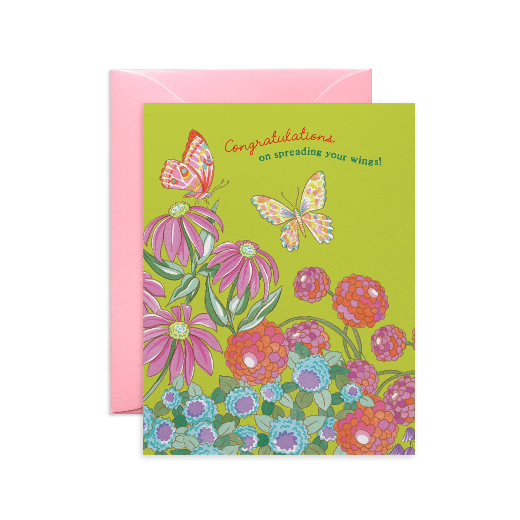 Butterfly and Flowers Congrats Card