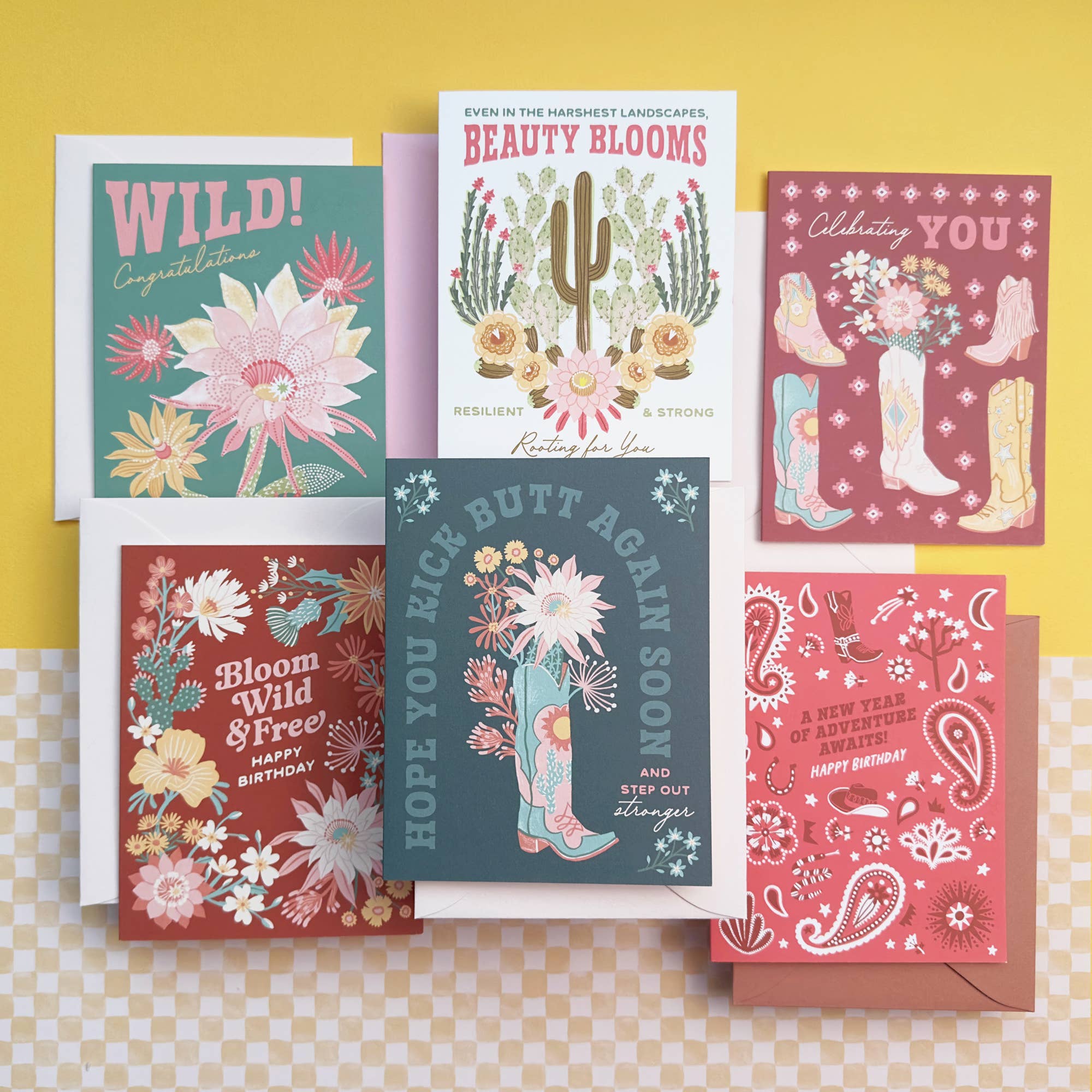 Wild Cactus Blooms Congrats Card