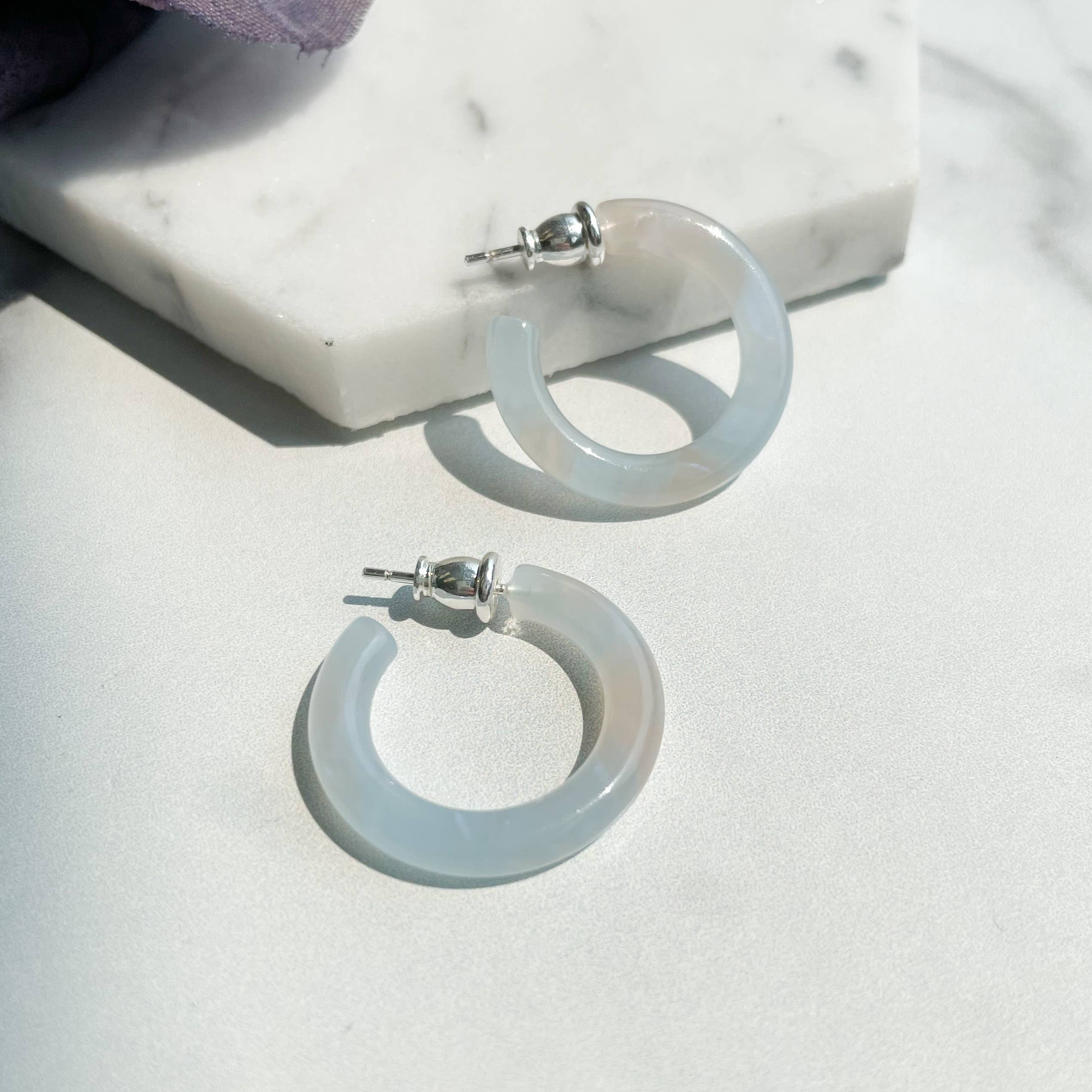 Ultra Mini Hoop Collection | Small Acetate Hoops: Dew Drop