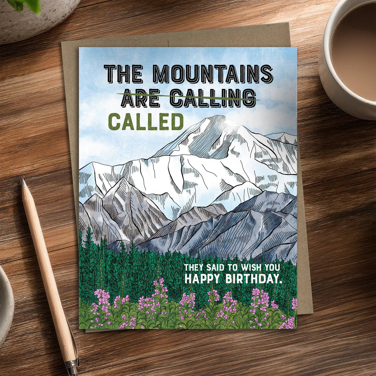 Mountains Called - Recycled Birthday Card for Outdoor Adventurers
