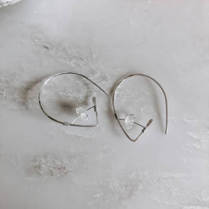 Herkimer Diamond Threader Earrings: 14k Gold Fill