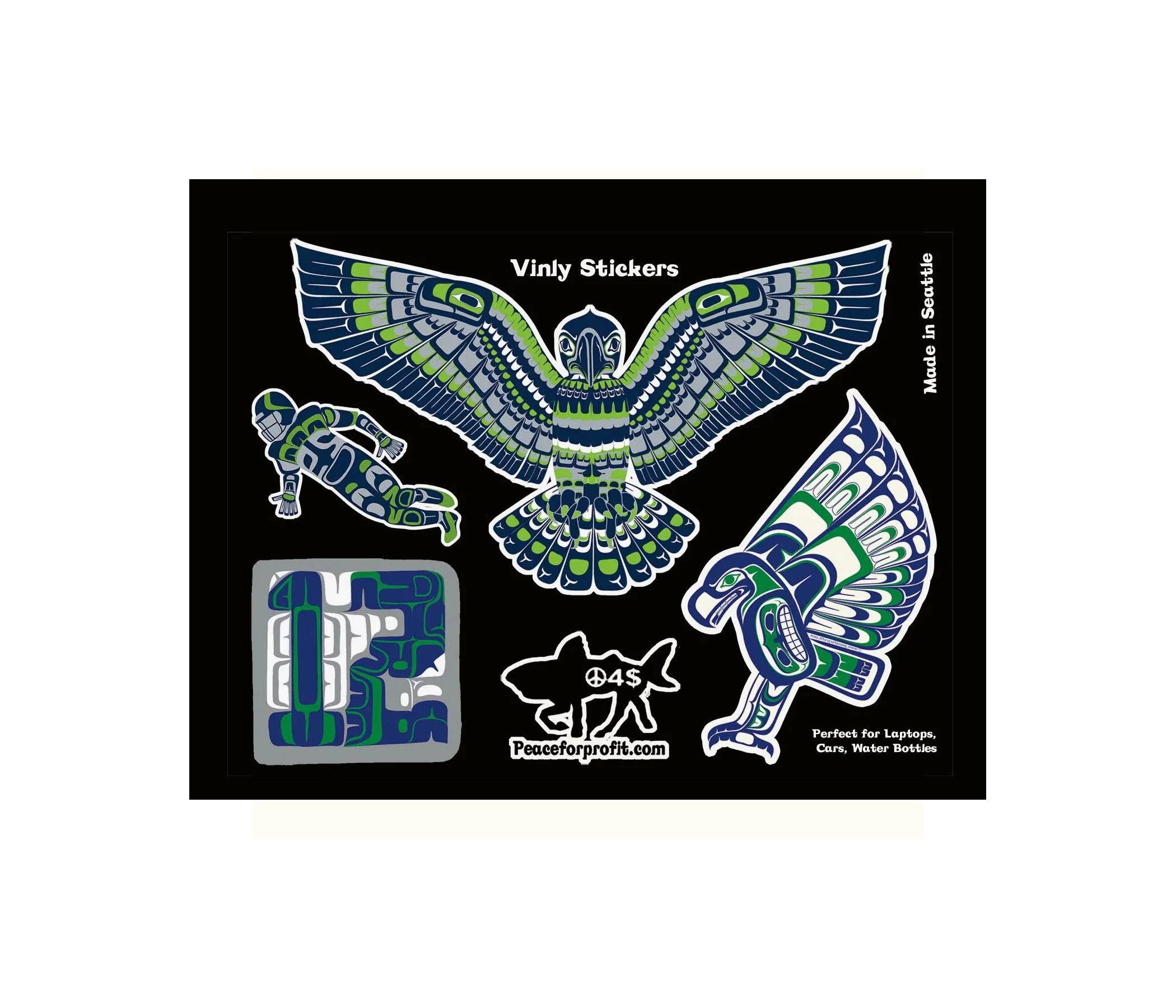 Indoor/Outdoor Vinyl Seahawk Sticker Sheet