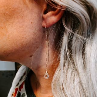Paperclip Chain Green Amethyst Drops: 14k Gold Fill
