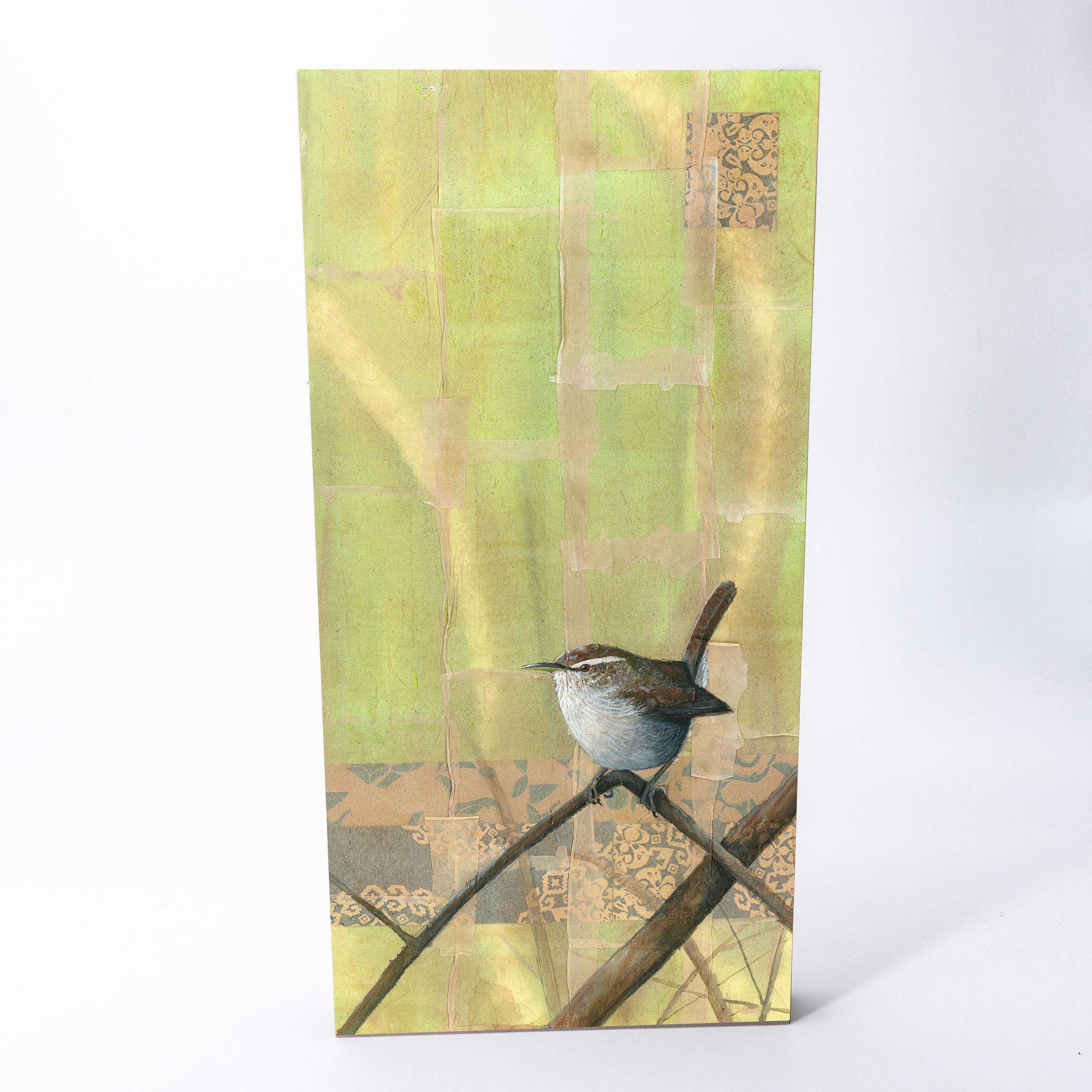 Bewick's Wren Wood Panel Giclée Print