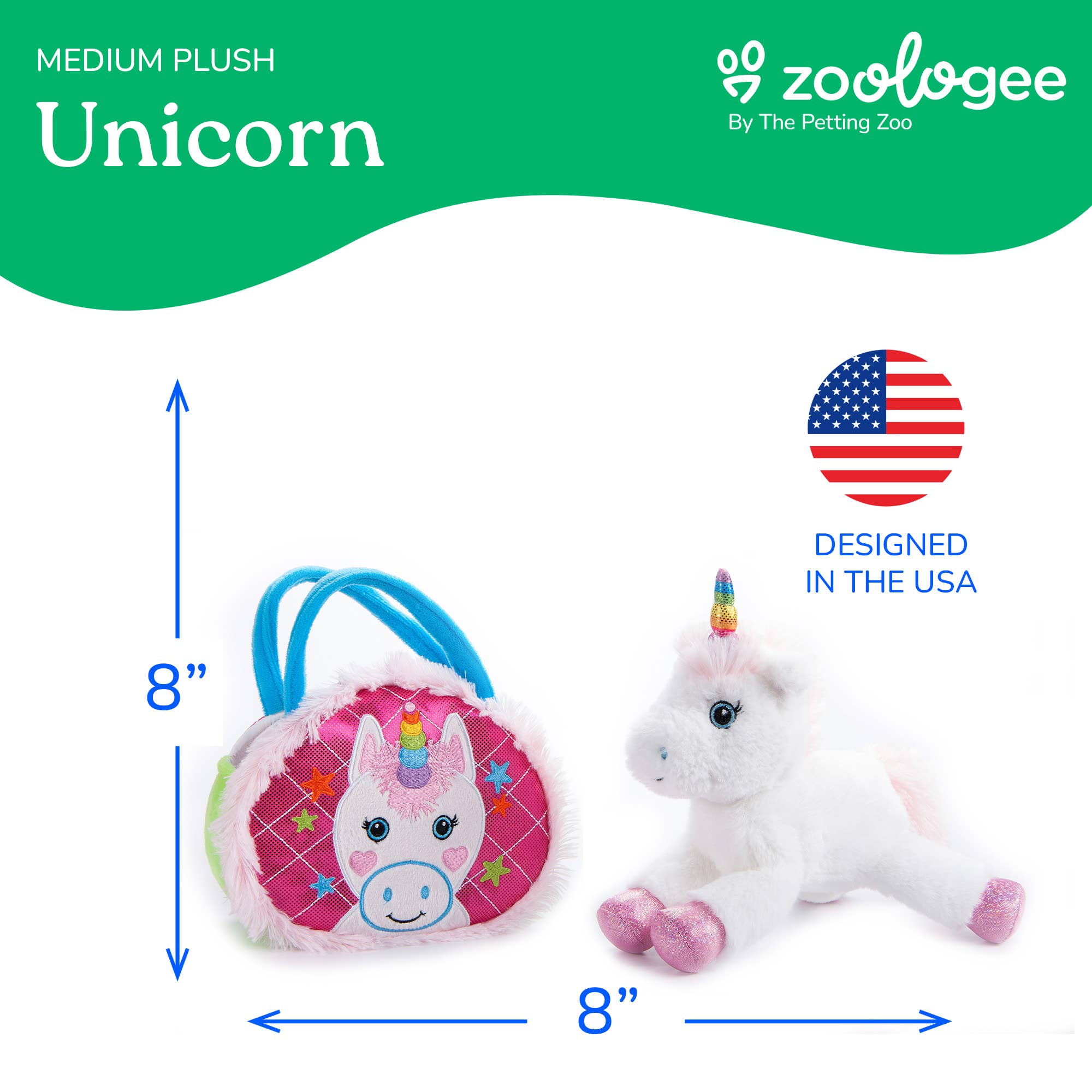 Plush Animal Set with Purse -  Unicorn Mythical/Fantasy