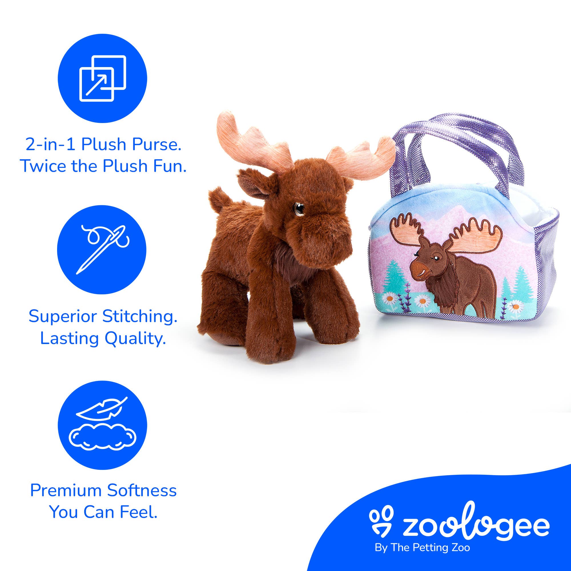 Plush Animal Set with Purse -  Moose