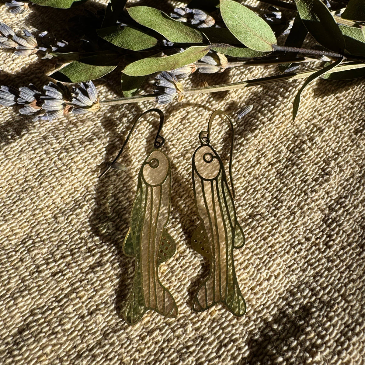 Trout // Stained Glass Resin Earrings