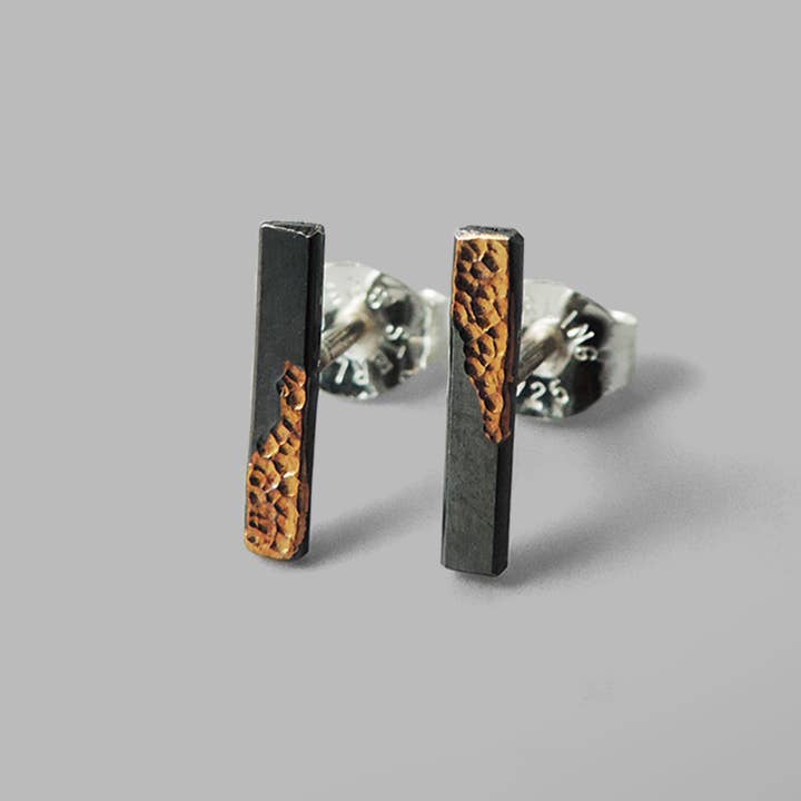 Contemporary petite mixed metal Clarity Stud Earrings