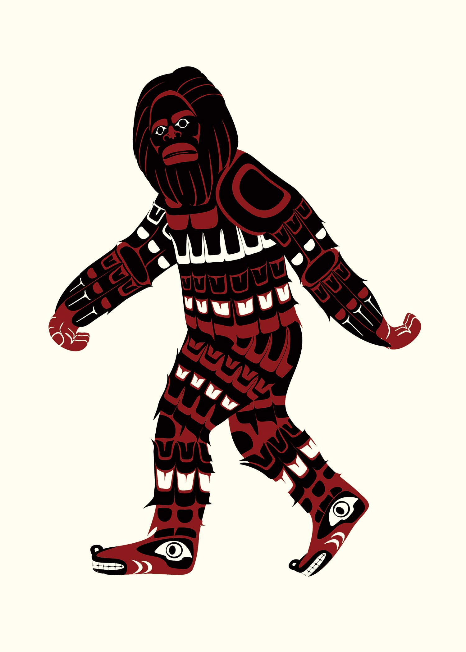 PNW Native American Bigfoot 5"x7" Letterpress Print