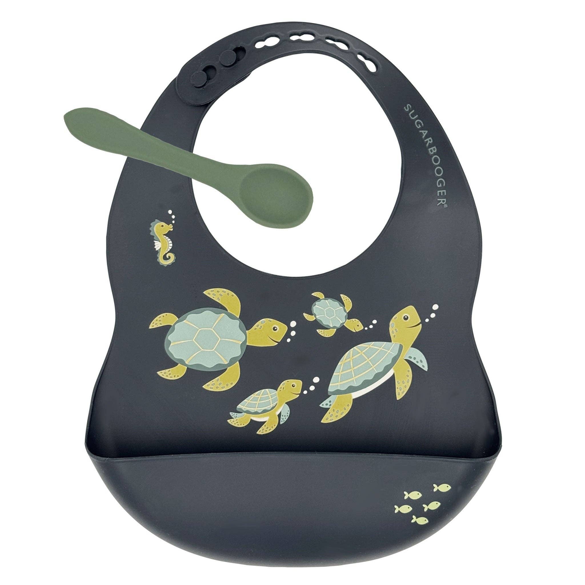 Fresh & Messy Silicone Bib & Spoon Set | Sea Turtle