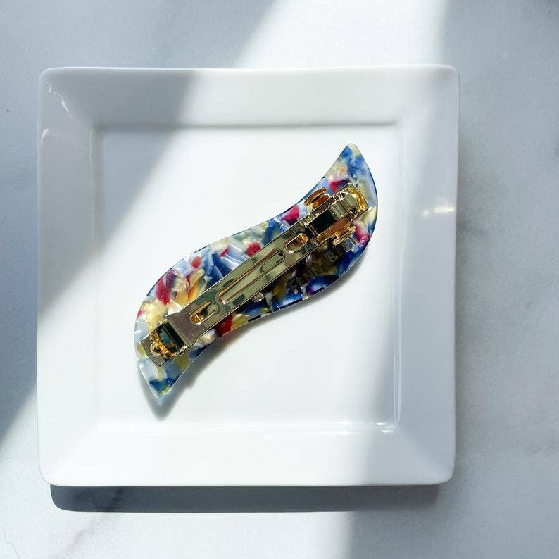 Wave Barrette in Stained Glass
