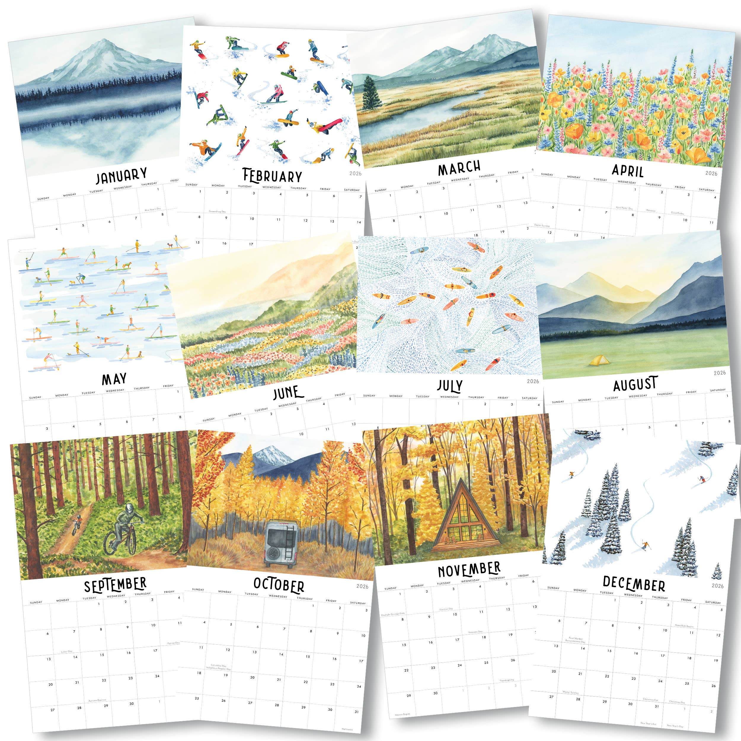 2026 Calendar | Outdoorsy Adventure Wall Art Calendar