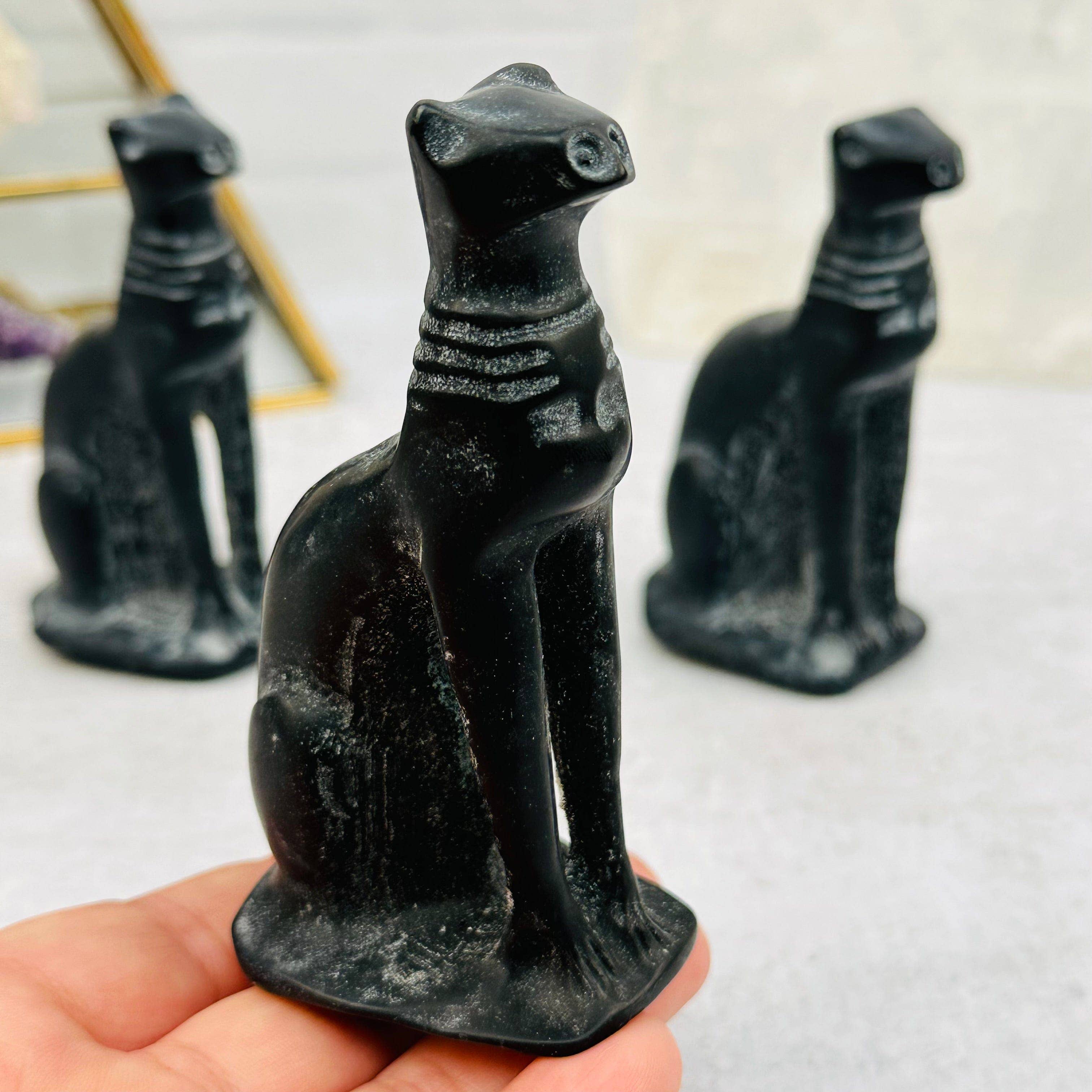 Black Obsidian Crystal Cat-Sophisticated Feline-Halloween
