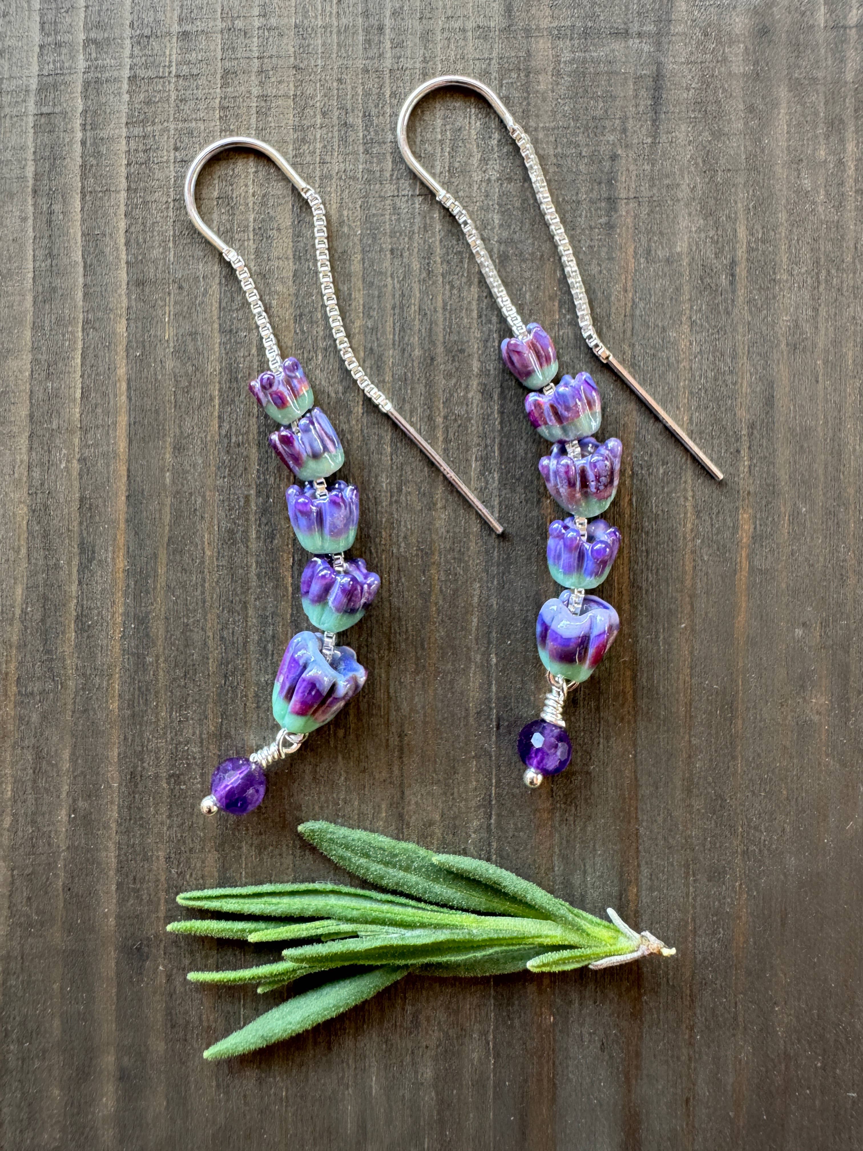 Lavender Threader Earrings