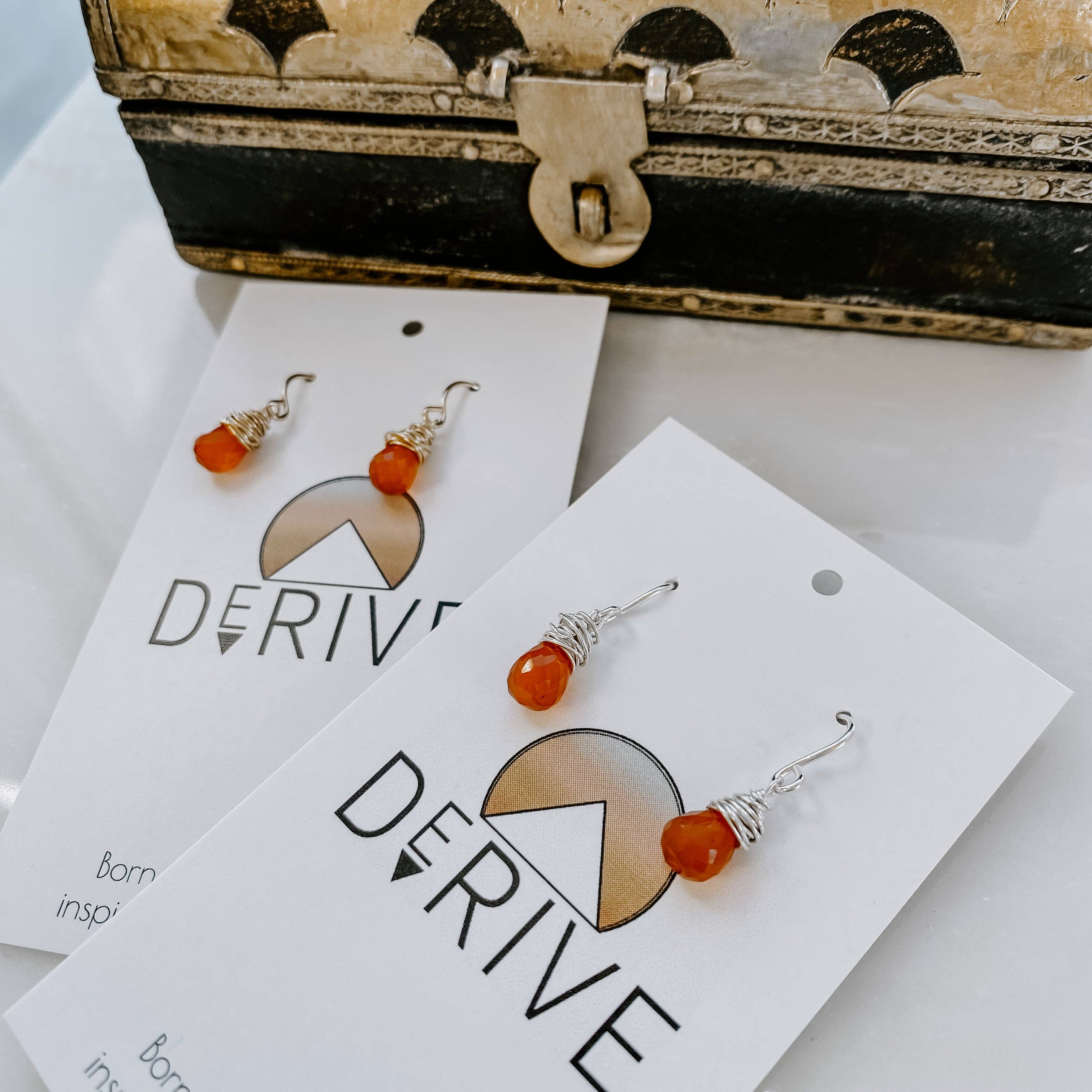Mini Carnelian Drop Earrings: 14k Gold Fill