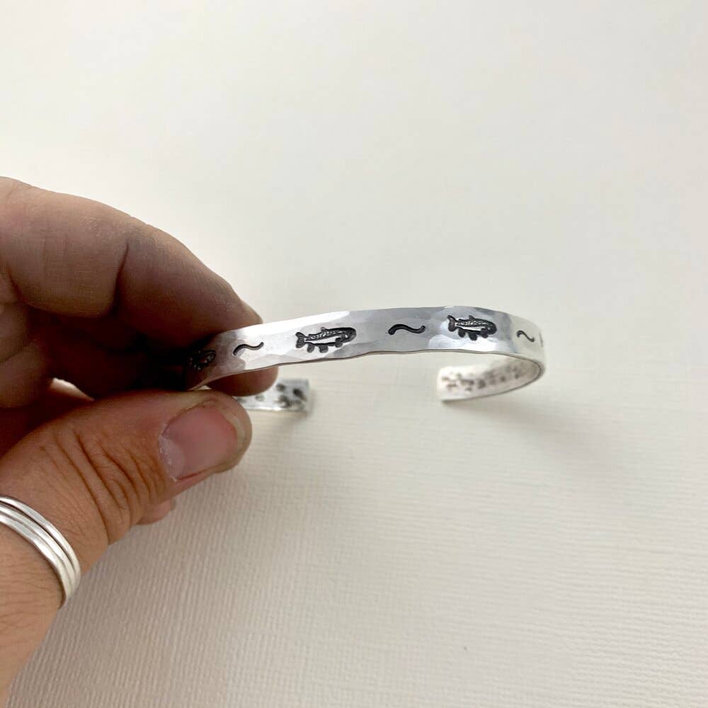 Handmade Feeesh Cuff: Silver Finish